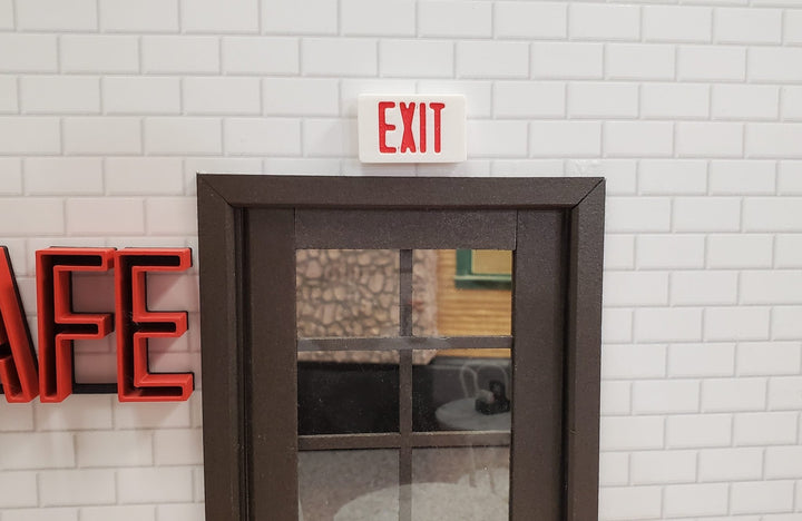 Miniature EXIT Sign White with Red 1:12 Scale Dioramas Action Figures Room Boxes - Miniature Crush