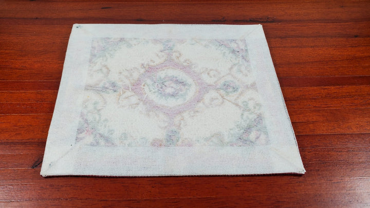 Miniature Fine Needlepoint Rug Pinks Aubusson Style 1:12 Scale Carpet Floral - MiniatureCrush