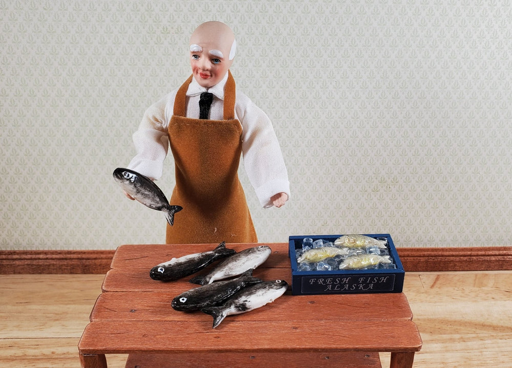Miniature Fish Set of 5 for Dollhouse Seafood Grocer Grocery Store 1 3/8" - MiniatureCrush