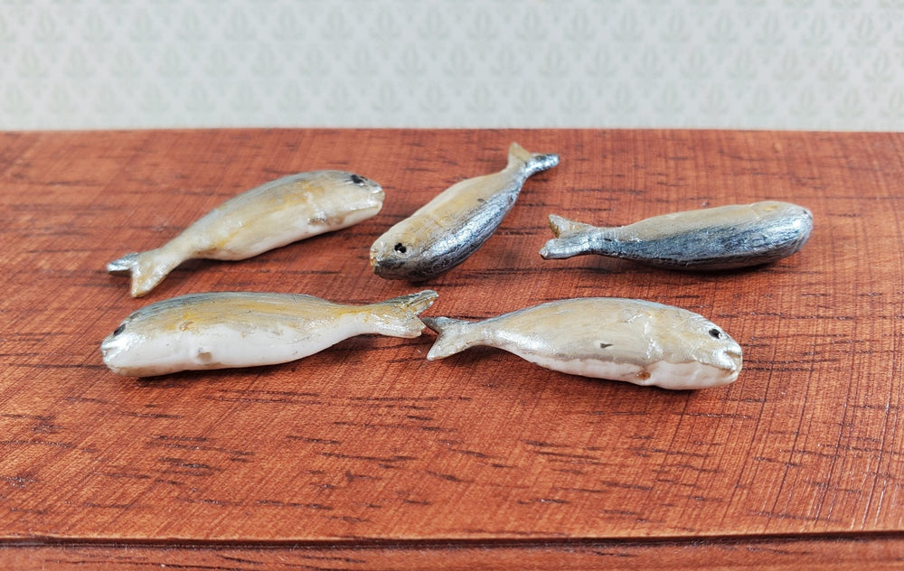 Miniature Fish Set of 5 for Dollhouses Seafood Market Grocery Store 1 1/8" - MiniatureCrush