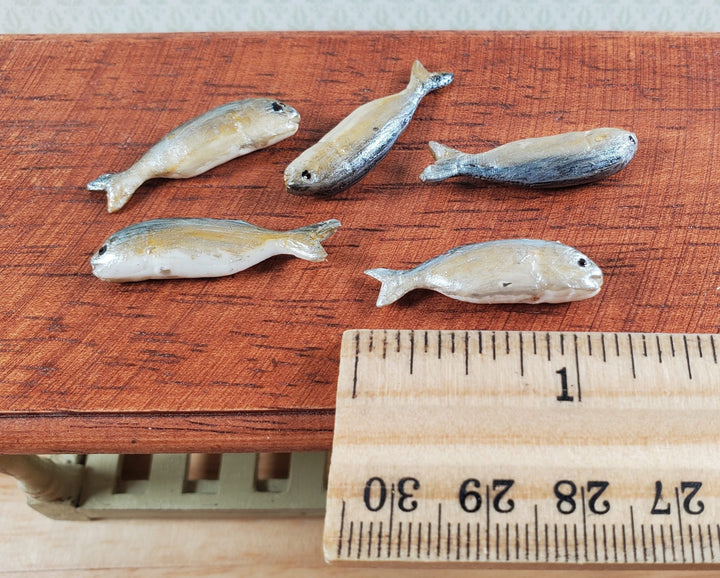 Miniature Fish Set of 5 for Dollhouses Seafood Market Grocery Store 1 1/8" - MiniatureCrush