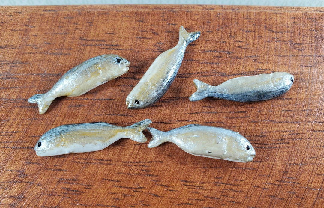 Miniature Fish Set of 5 for Dollhouses Seafood Market Grocery Store 1 1/8" - MiniatureCrush