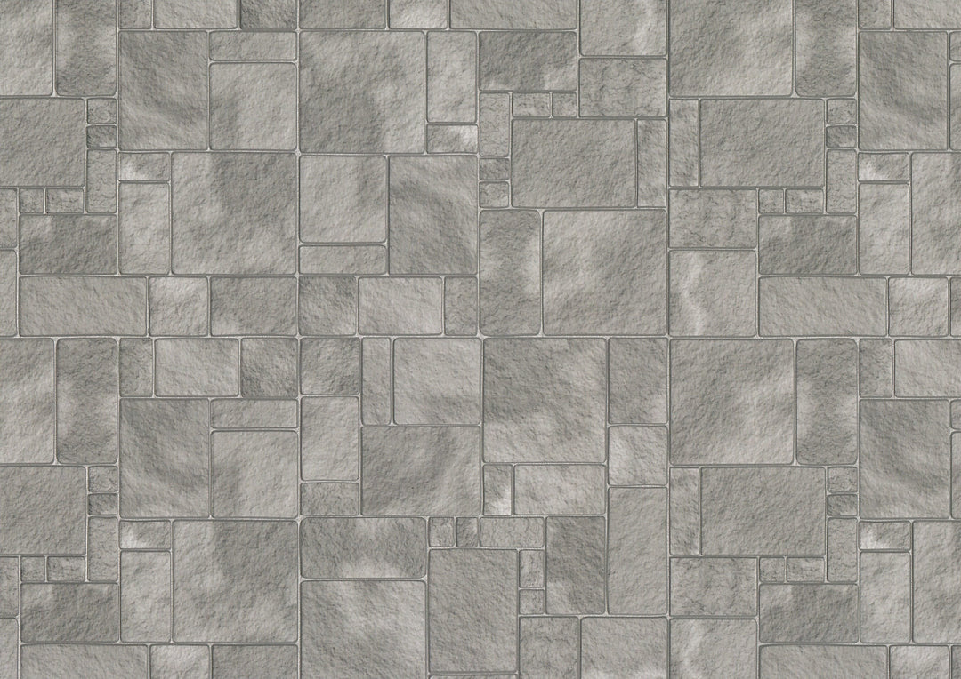 Miniature Flagstone Tile Floor Lightly Embossed Faux Flooring Gray Card Stock - MiniatureCrush