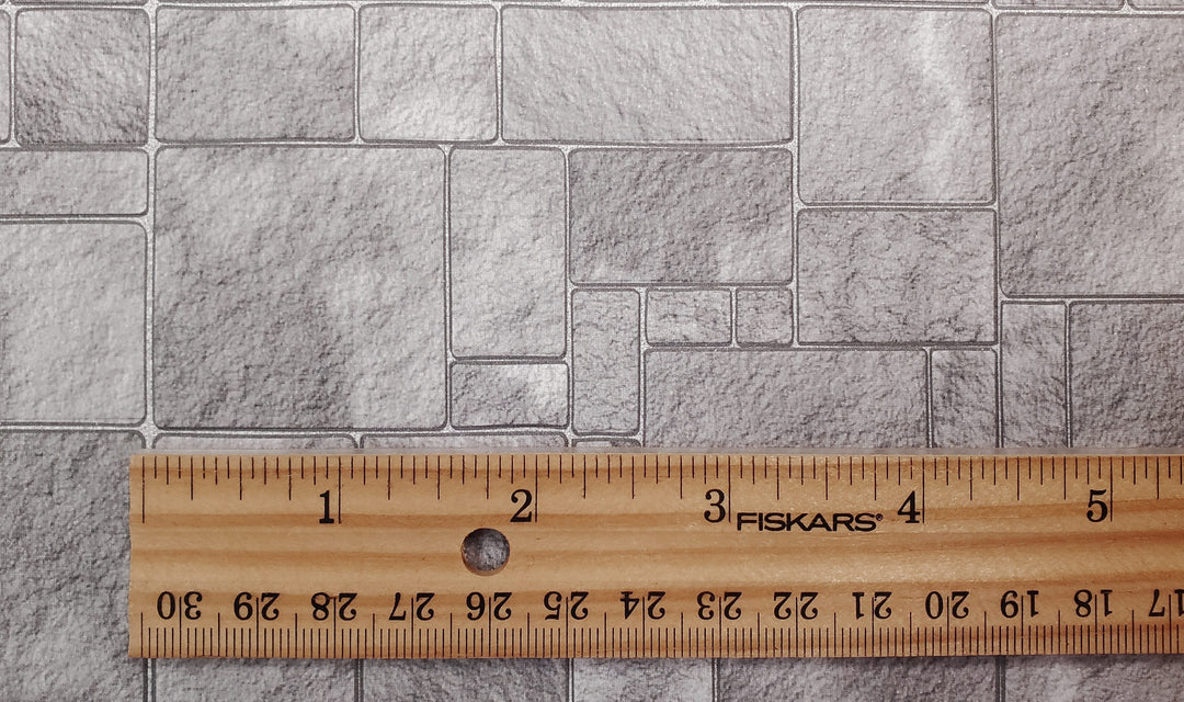 Miniature Flagstone Tile Floor Lightly Embossed Faux Flooring Gray Card Stock - MiniatureCrush