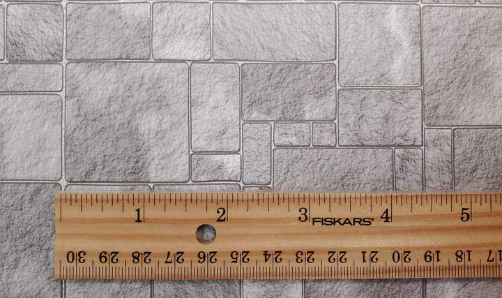 Miniature Flagstone Tile Floor Lightly Embossed Faux Flooring Gray Card Stock - MiniatureCrush