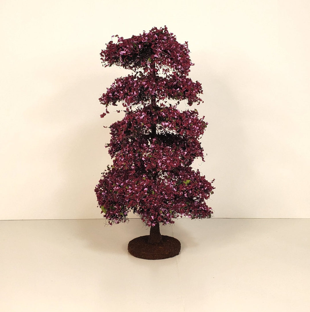 Miniature Flowering Tree Large Mauve Lilac on Base for Model Scenery 8" Tall - Miniature Crush