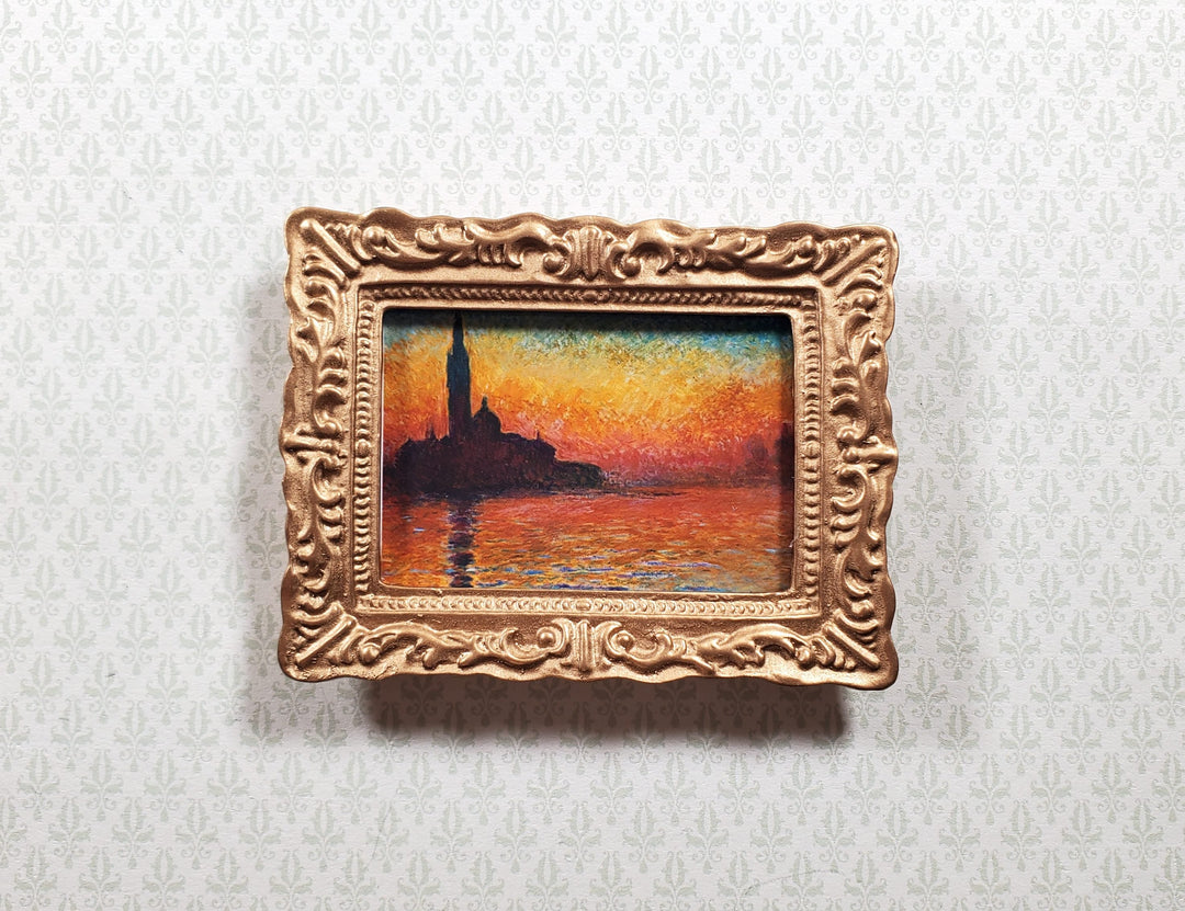Miniature Framed Print Claude Monet Sunset in Venice 1:12 Scale Dollhouse - MiniatureCrush