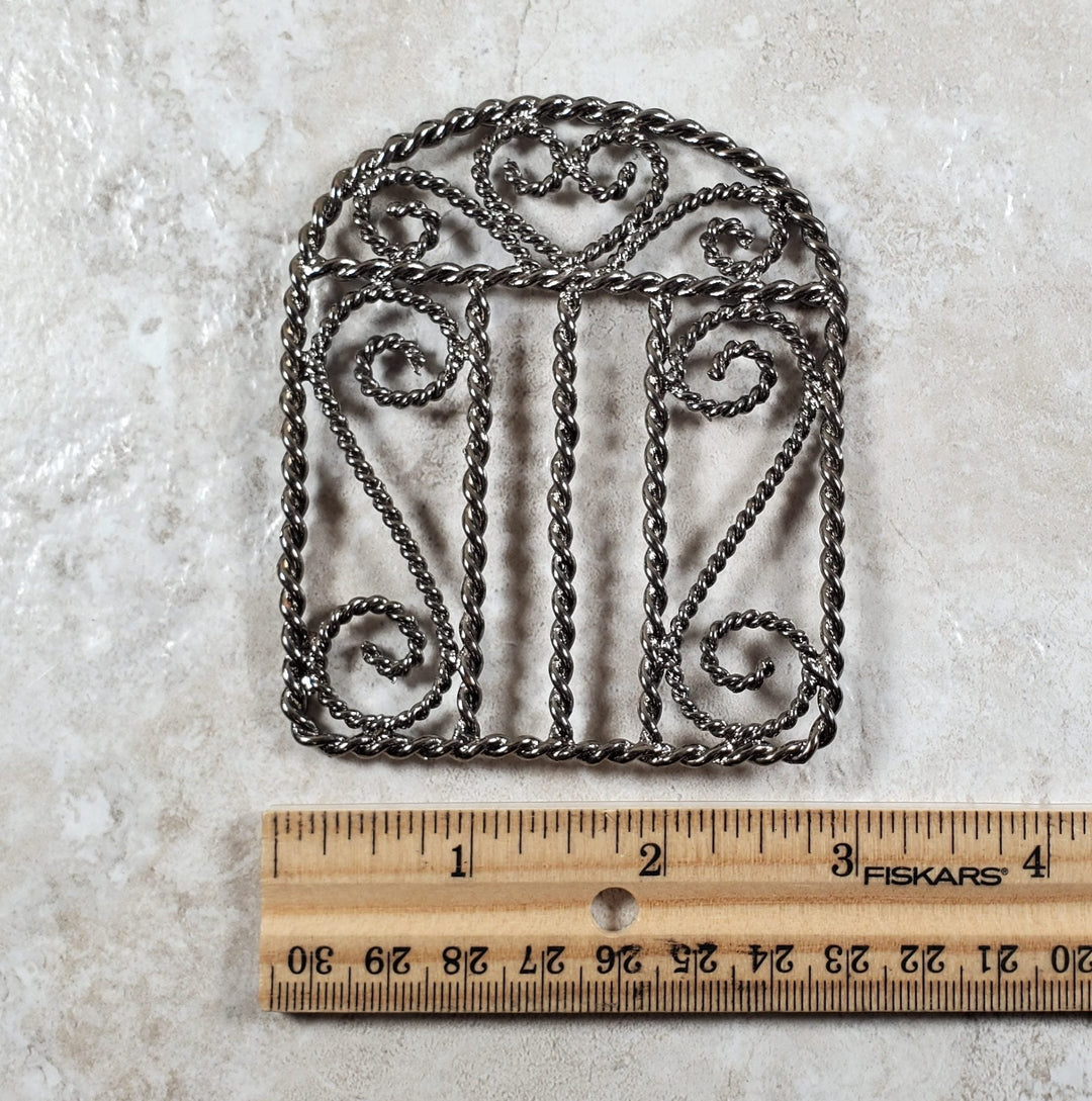 Miniature Gate Fence Piece Metal Black Chrome Fairy or Dollhouse Garden Decor - MiniatureCrush