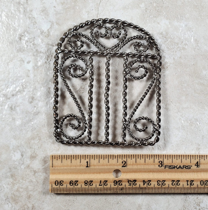 Miniature Gate Fence Piece Metal Black Chrome Fairy or Dollhouse Garden Decor - MiniatureCrush