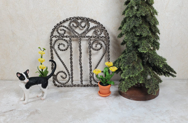Miniature Gate Fence Piece Metal Black Chrome Fairy or Dollhouse Garden Decor - MiniatureCrush