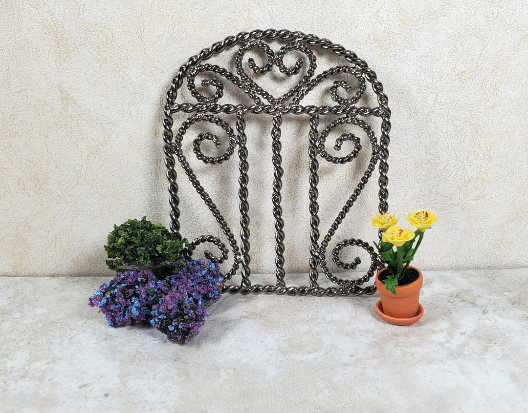 Miniature Gate Fence Piece Metal Black Chrome Fairy or Dollhouse Garden Decor - MiniatureCrush
