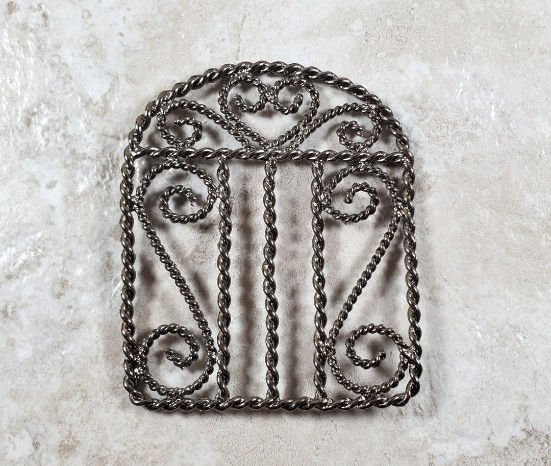 Miniature Gate Fence Piece Metal Black Chrome Fairy or Dollhouse Garden Decor - MiniatureCrush
