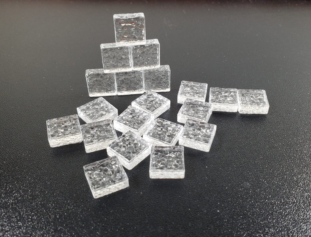 Miniature Glass Blocks 20 pc 1/2" Square x 3/16" Thick Mosaics Dollhouses Crafts - Miniature Crush