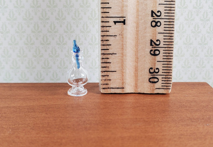 Miniature Glass Decanter Bottle with Blue Twist Stopper 1:12 Scale Dollhouse - MiniatureCrush