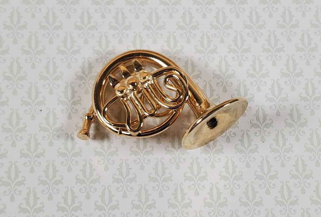 Miniature HALF SCALE French Horn Metal Instrument with Case 1:24 Scale Dollhouse - Miniature Crush