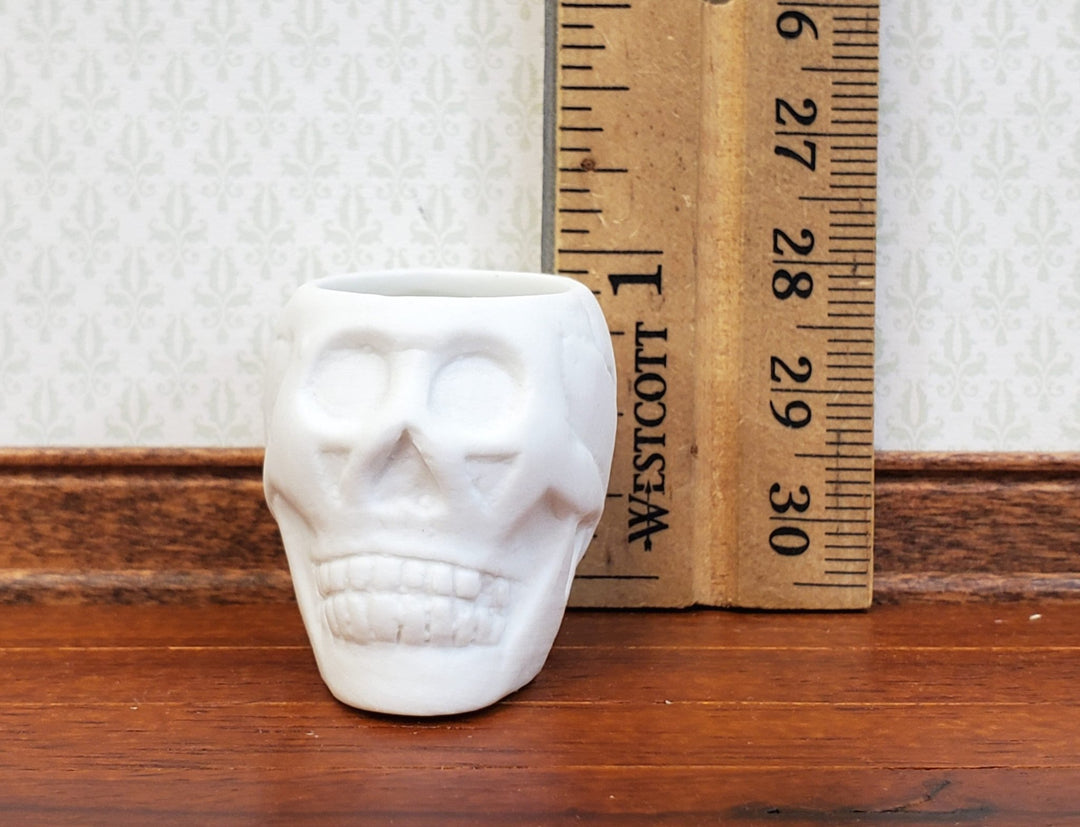 Miniature Halloween Skull Planter or Candy Dish for Dollhouse Decoration 1" Tall - MiniatureCrush
