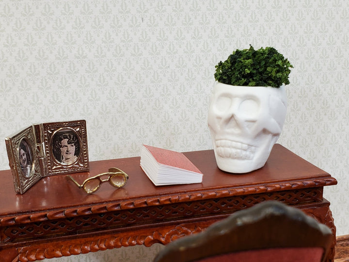 Miniature Halloween Skull Planter or Candy Dish for Dollhouse Decoration 1" Tall - MiniatureCrush