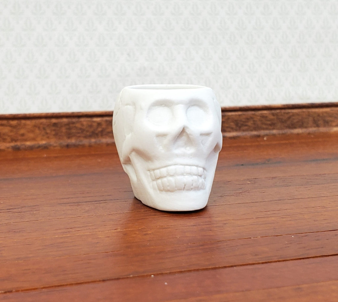 Miniature Halloween Skull Planter or Candy Dish for Dollhouse Decoration 1" Tall - MiniatureCrush