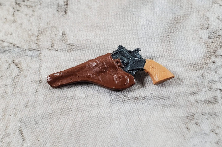 Miniature Holstered Revolver Handgun Prop Action Figure 1:12 Scale Painted Metal - Miniature Crush