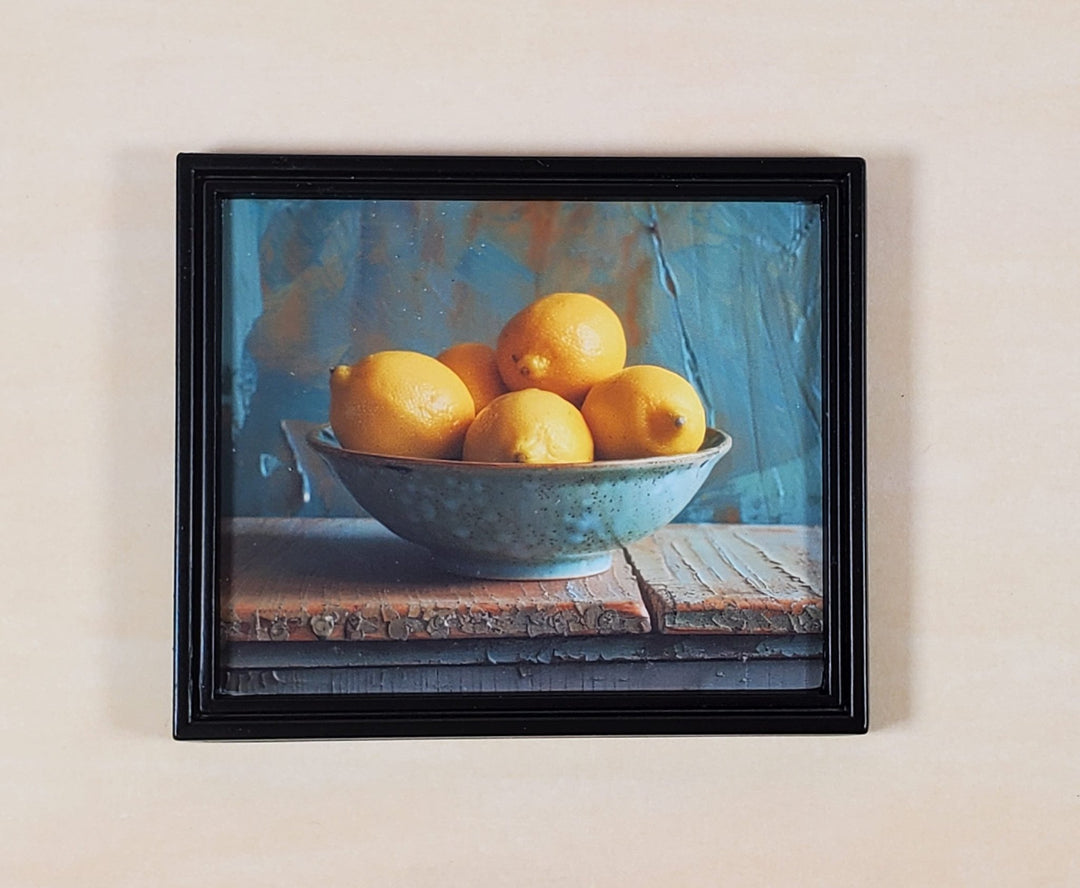Miniature Lemons in a Bowl Still Life Framed Print 1:12 Scale Dollhouse Decor - Miniature Crush