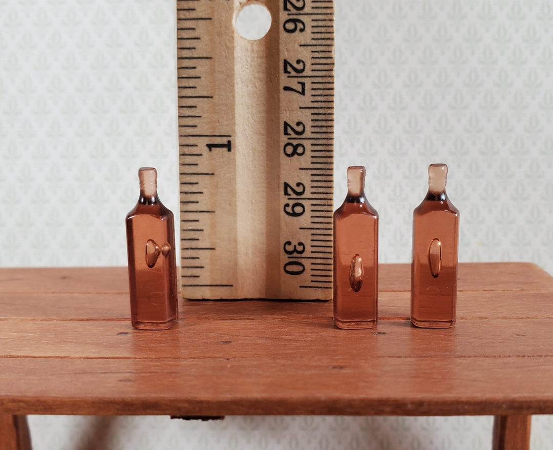 Miniature Liquor Bottle Blanks Brown Dark Rum 3 Pieces 1:12 Scale Dollhouse - Miniature Crush