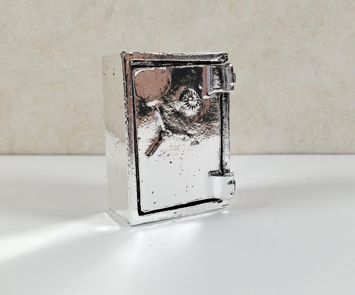 Miniature Metal Safe Tiny Prop (non working) Silver Door Opens 1:12 Scale - MiniatureCrush