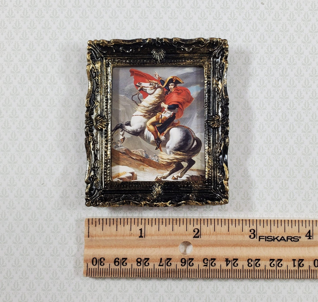 Miniature Napoleon Crossing the Alps on White Horse Framed Print 1:12 Scale - Miniature Crush