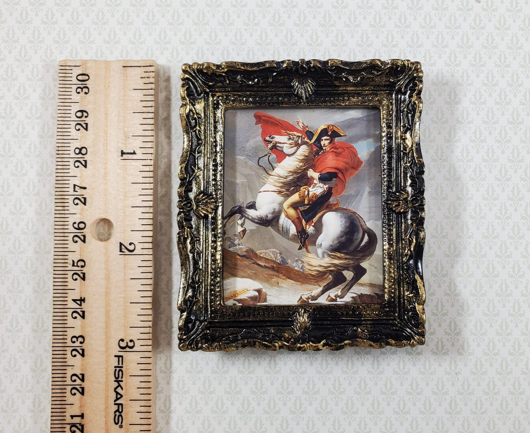 Miniature Napoleon Crossing the Alps on White Horse Framed Print 1:12 Scale - Miniature Crush