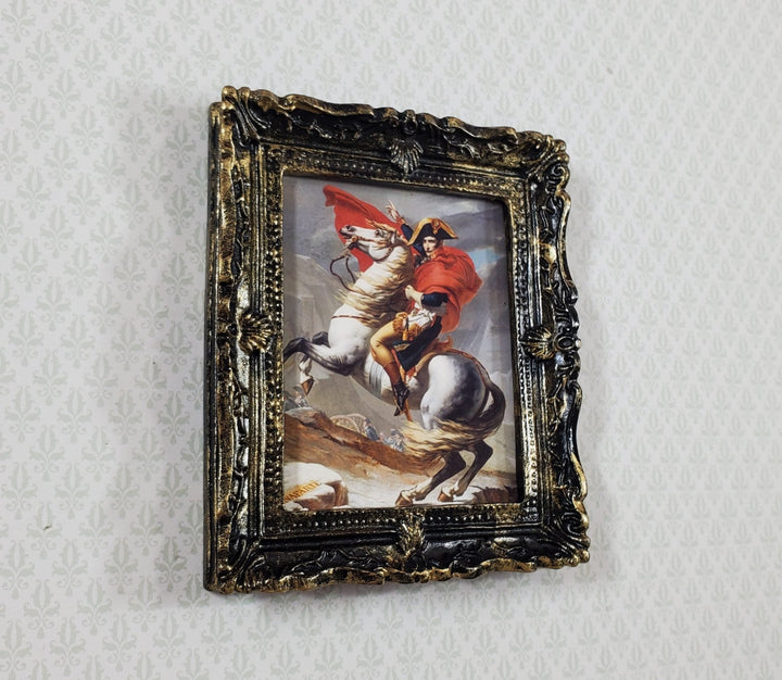 Miniature Napoleon Crossing the Alps on White Horse Framed Print 1:12 Scale - Miniature Crush