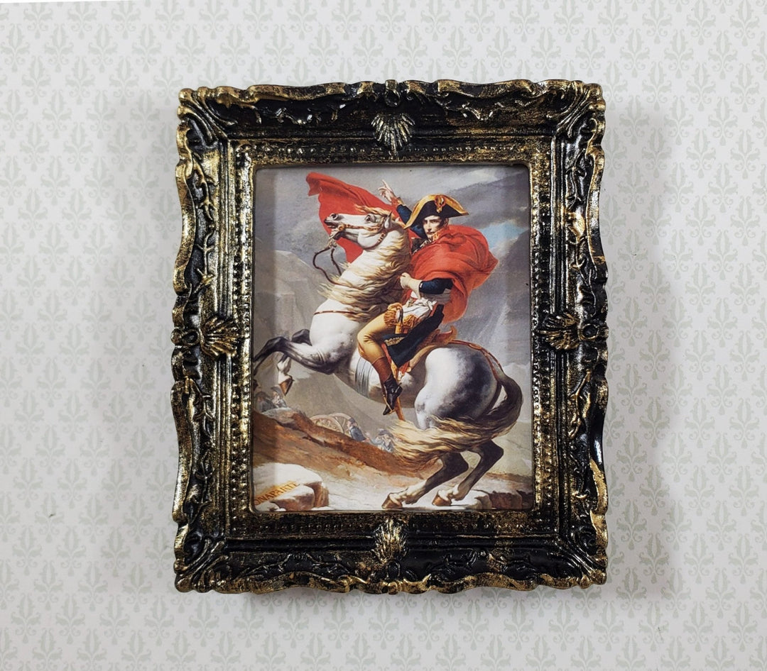 Miniature Napoleon Crossing the Alps on White Horse Framed Print 1:12 Scale - Miniature Crush