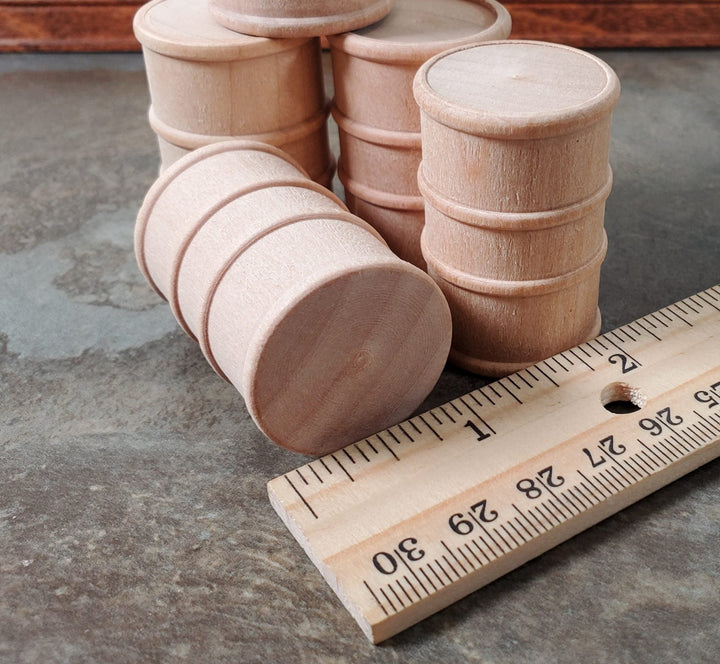 Miniature Oil Barrel Drum Wood Small 1 5/8" Tall Set of 5 Model Building Scenery - Miniature Crush