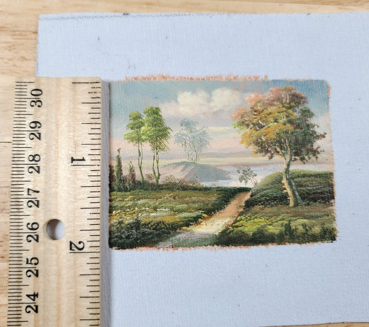 Miniature Oil Painting Landscape Walking Path 1:12 Scale Dollhouse J Kendall - Miniature Crush