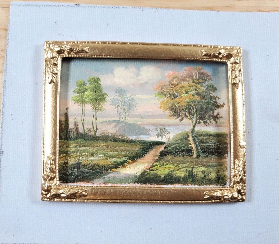 Miniature Oil Painting Landscape Walking Path 1:12 Scale Dollhouse J Kendall - Miniature Crush