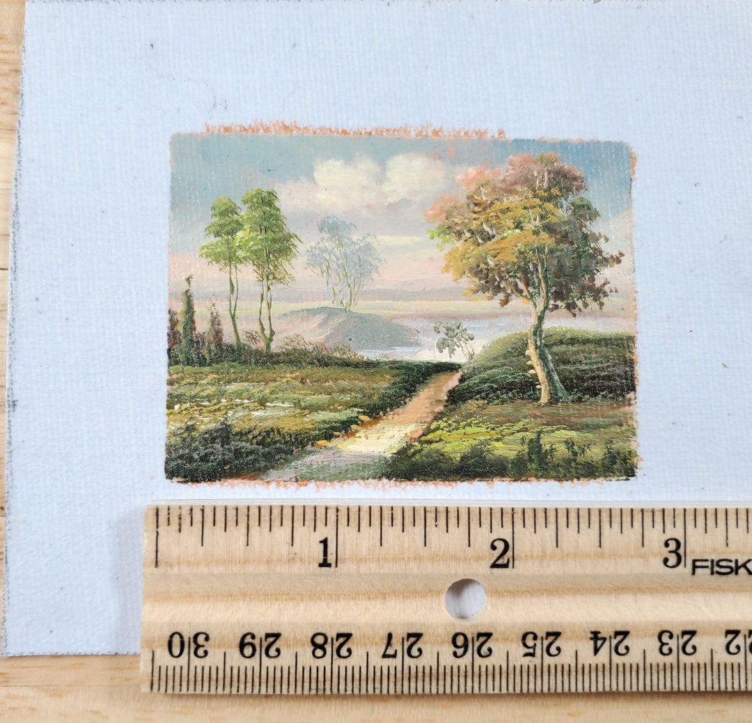 Miniature Oil Painting Landscape Walking Path 1:12 Scale Dollhouse J Kendall - Miniature Crush