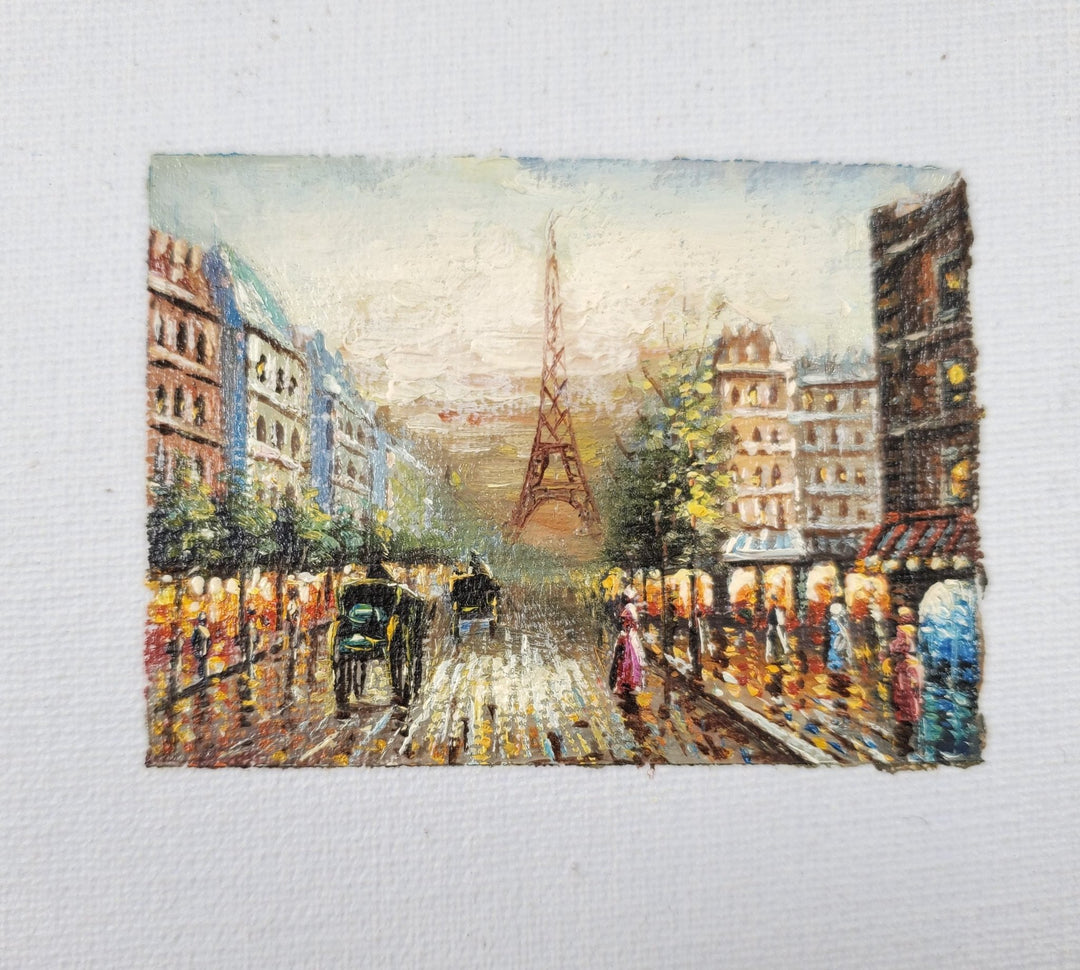 Miniature Oil Painting Paris France Eiffel Tower 1:12 Scale Dollhouse J Kendall - Miniature Crush