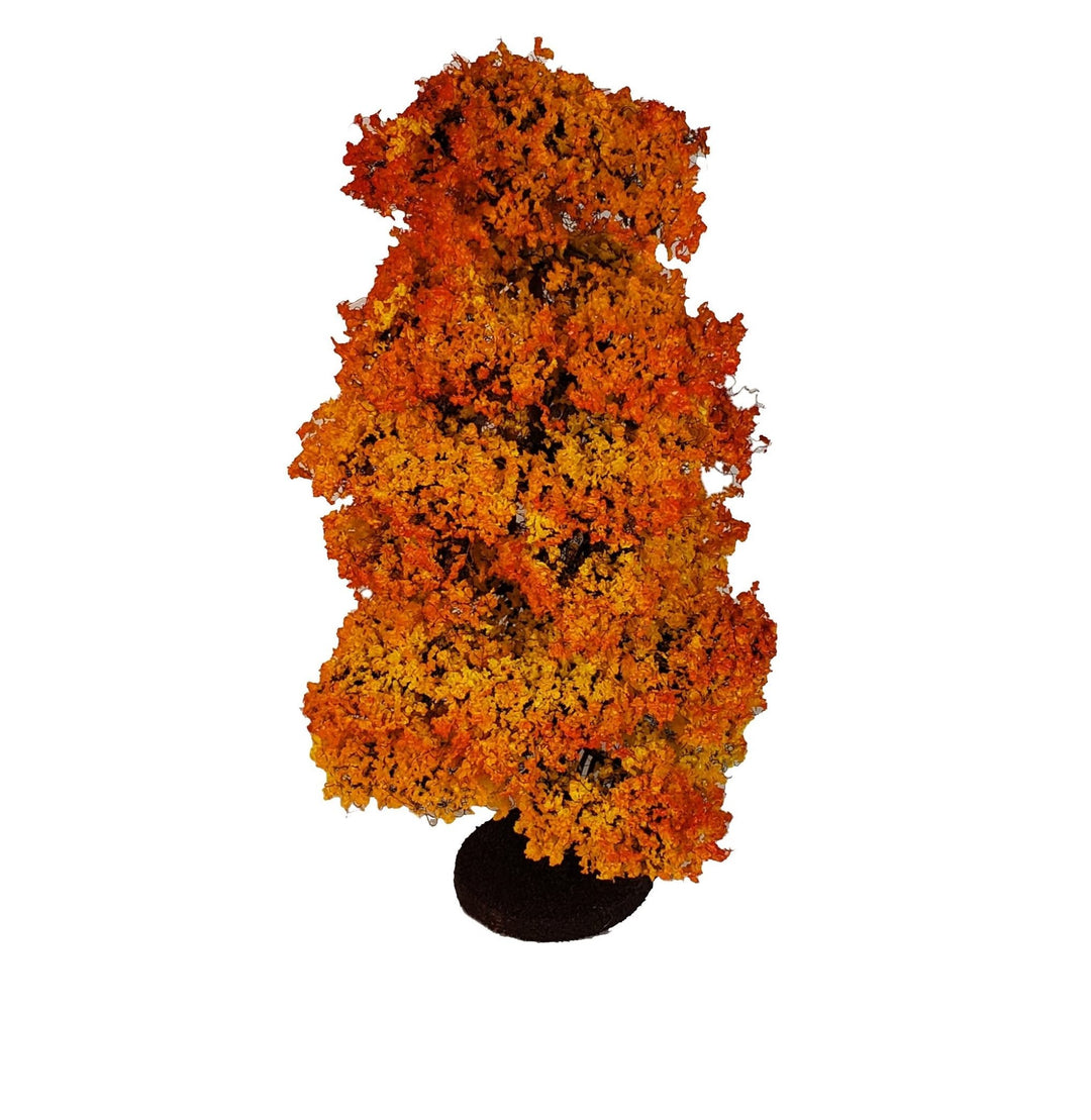 Miniature Orange Fall Autumn Tree or Bush 8" Tall on Base Model Scenery Railroad - Miniature Crush