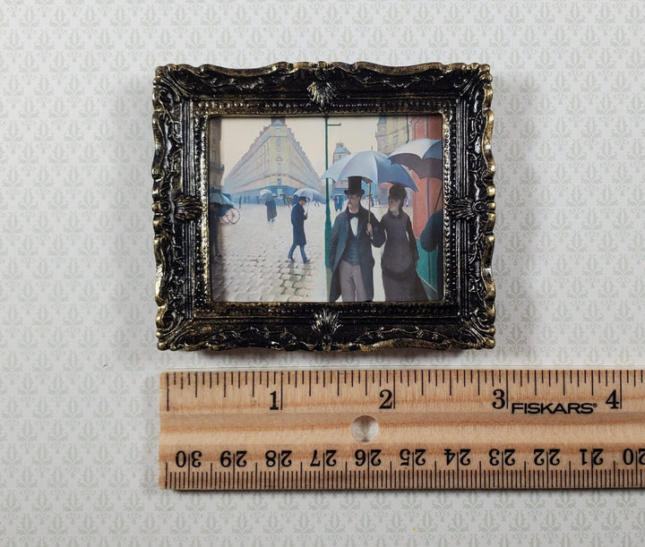 Miniature Paris Street Rainy Day Print Framed Gustave Caillebotte 1:12 Scale - Miniature Crush