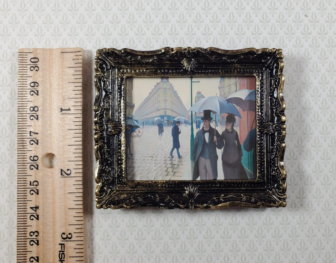 Miniature Paris Street Rainy Day Print Framed Gustave Caillebotte 1:12 Scale - Miniature Crush