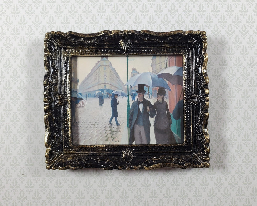 Miniature Paris Street Rainy Day Print Framed Gustave Caillebotte 1:12 Scale - Miniature Crush