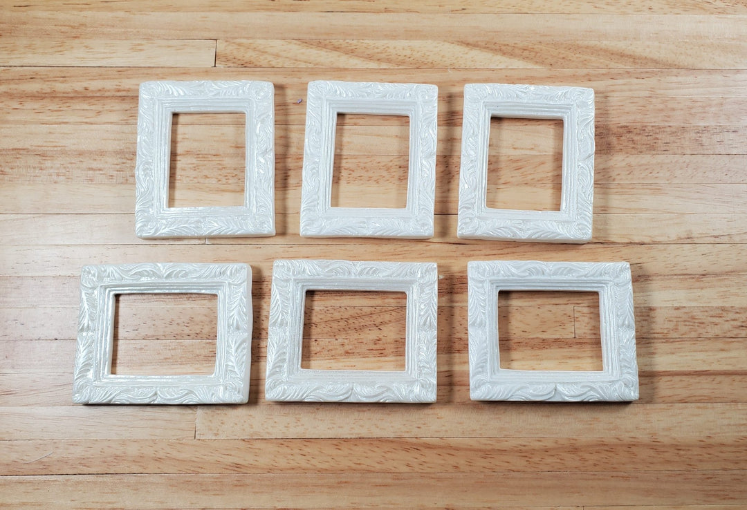 Miniature Picture Frames x6 Fancy White for Paintings 1:12 Scale Miniature - Miniature Crush