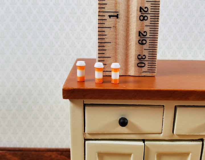 Miniature Prescription Pill Bottles x3 Tiny Modern Style 1:12 Scale Dollhouse - Miniature Crush