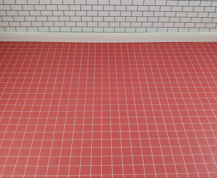 Miniature Quarry Tile Floor Lightly Embossed Faux Flooring Red Card Stock - MiniatureCrush