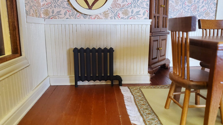 Miniature Radiator Black Classic Style 1:12 Scale Prop Dollhouse Accessory - MiniatureCrush