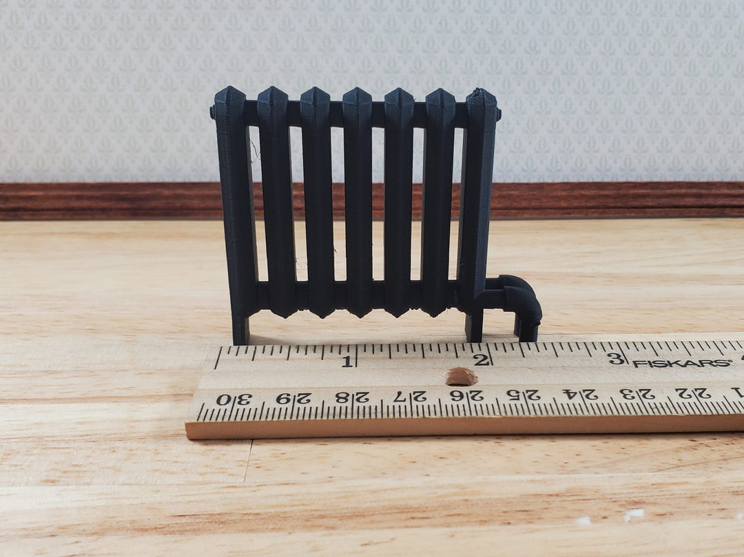 Miniature Radiator Black Classic Style 1:12 Scale Prop Dollhouse Accessory - MiniatureCrush