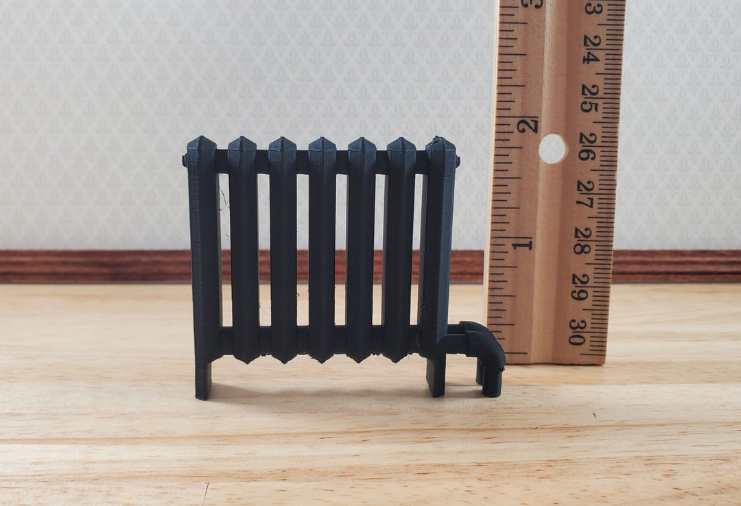 Miniature Radiator Black Classic Style 1:12 Scale Prop Dollhouse Accessory - MiniatureCrush