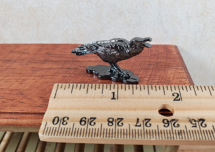 Miniature Raven Crow Cawing Bird Metal Decoration Statue Halloween - MiniatureCrush