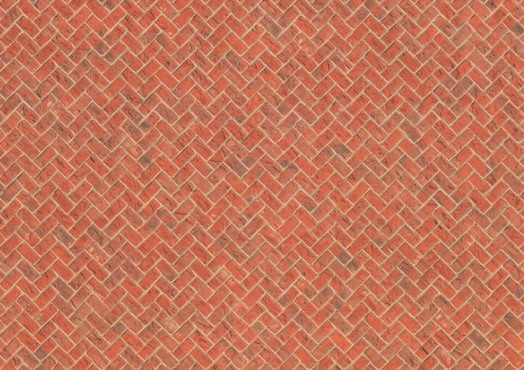 Miniature Red Brick Embossed Paper Herringbone Pattern 1:12 Scale Dollhouses - MiniatureCrush