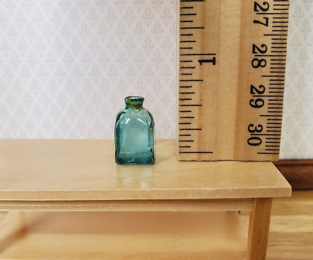 Miniature Sea Glass Green Bottle Jar Square Bottom 11/16" 1:12 Scale Dollhouse - MiniatureCrush