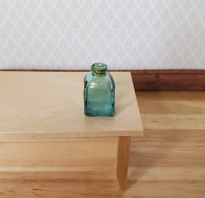 Miniature Sea Glass Green Bottle Jar Square Bottom 11/16" 1:12 Scale Dollhouse - MiniatureCrush
