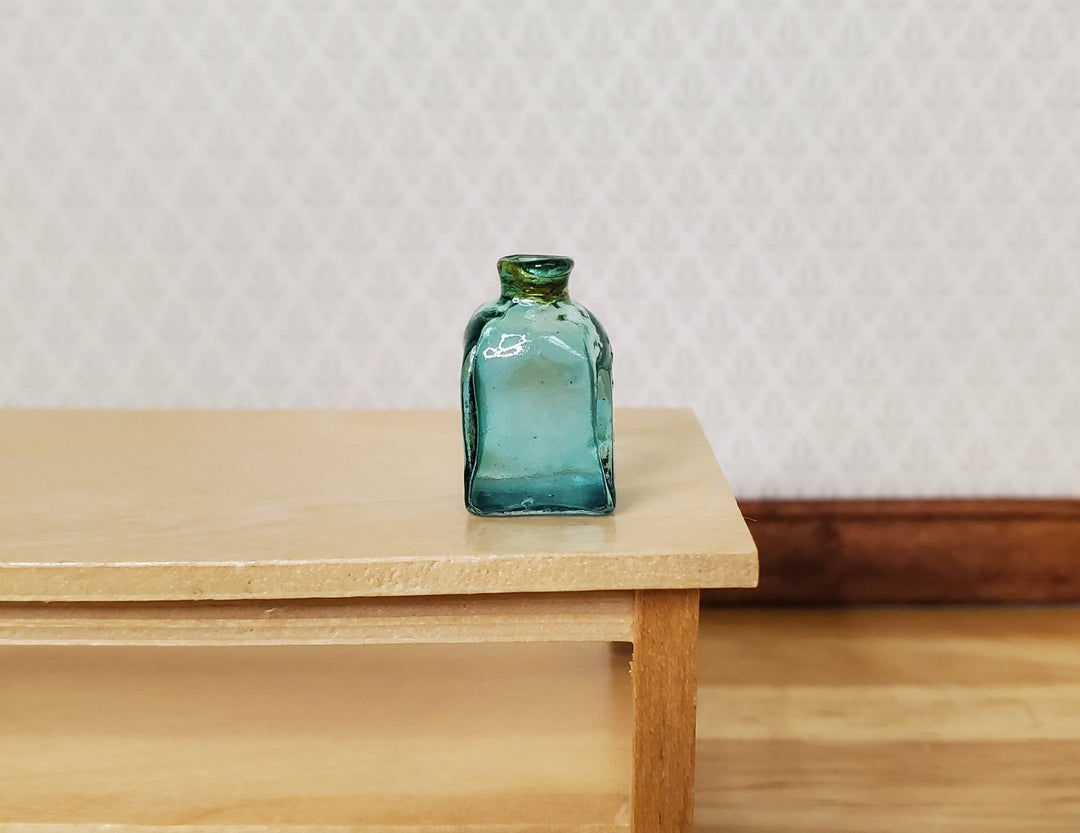 Miniature Sea Glass Green Bottle Jar Square Bottom 11/16" 1:12 Scale Dollhouse - MiniatureCrush